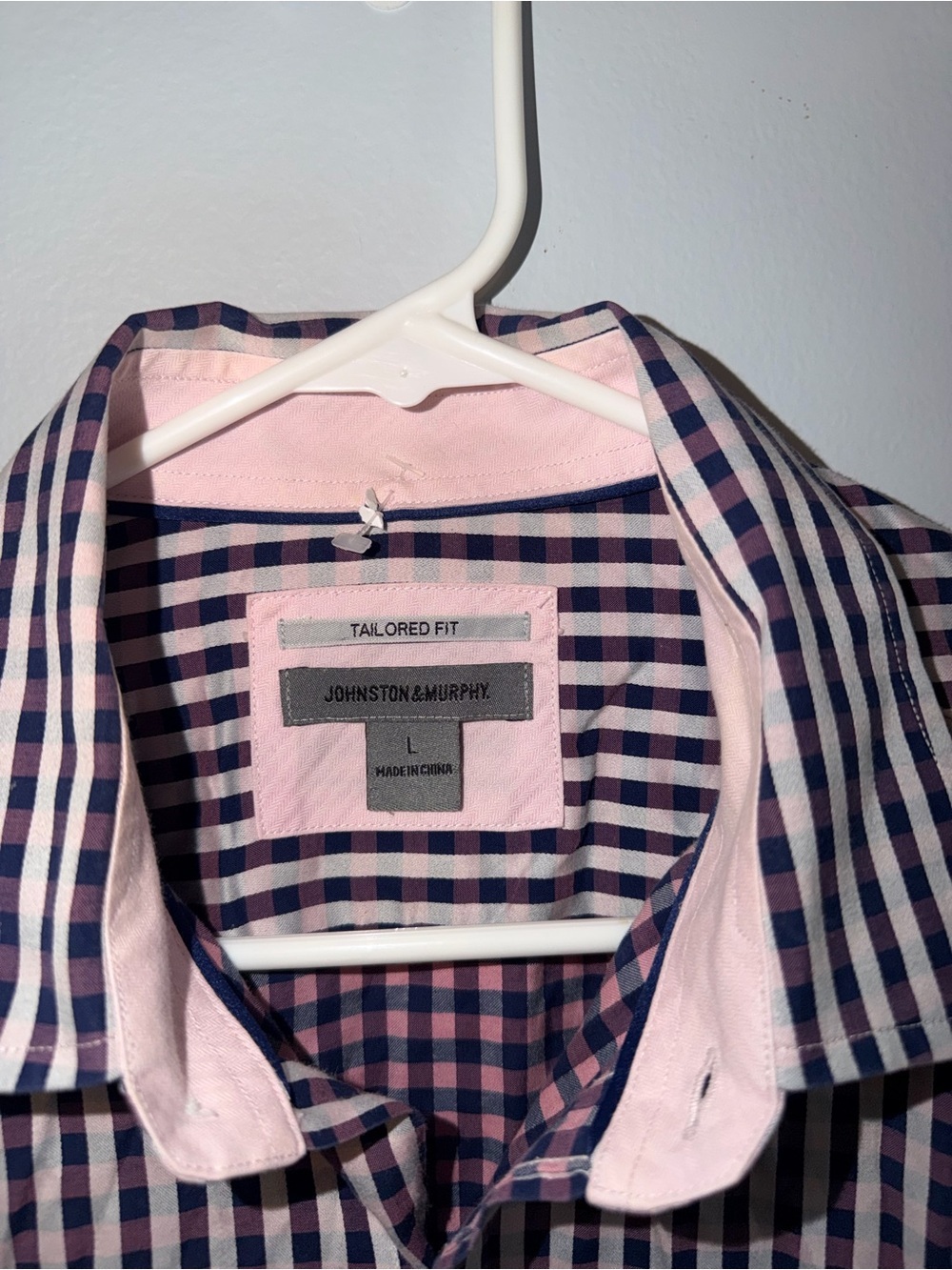 Johnston & Murphy Pink and Navy Gingham Dress Shirt - Picture 2 of 4